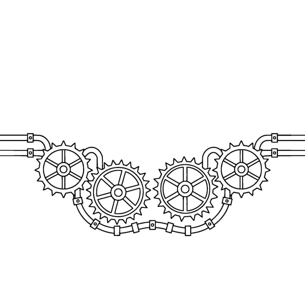 Line Art Gears Industrial Mechanism Illustration. vector