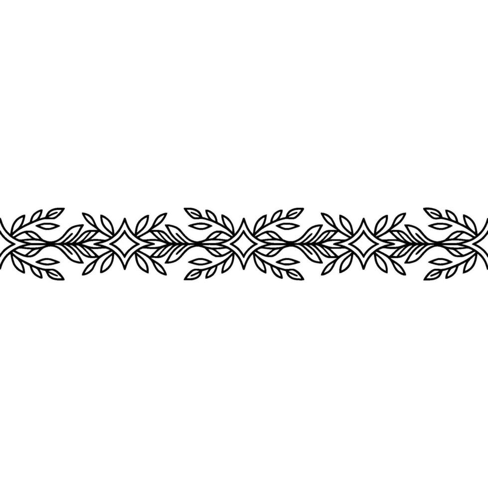 Elegant Black Leaf Border on White Background. vector