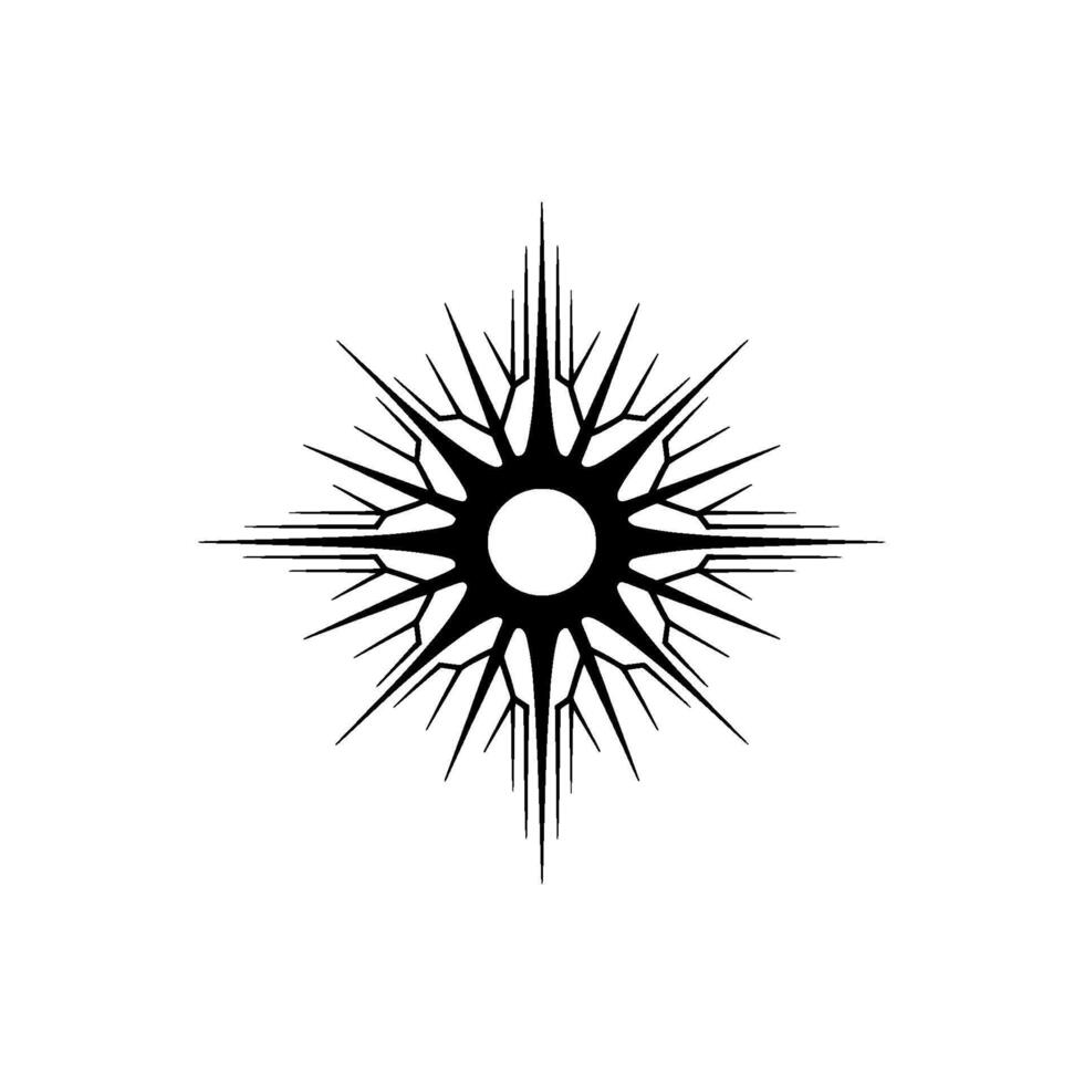 Geometric Sunburst Element, Black and White, Minimalist. vector