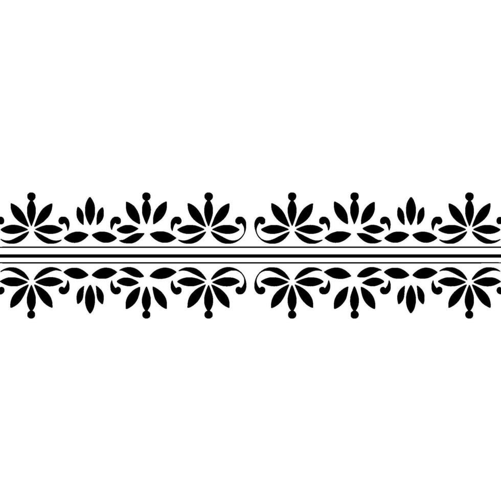 Elegant Black Floral Border on White Background,. vector