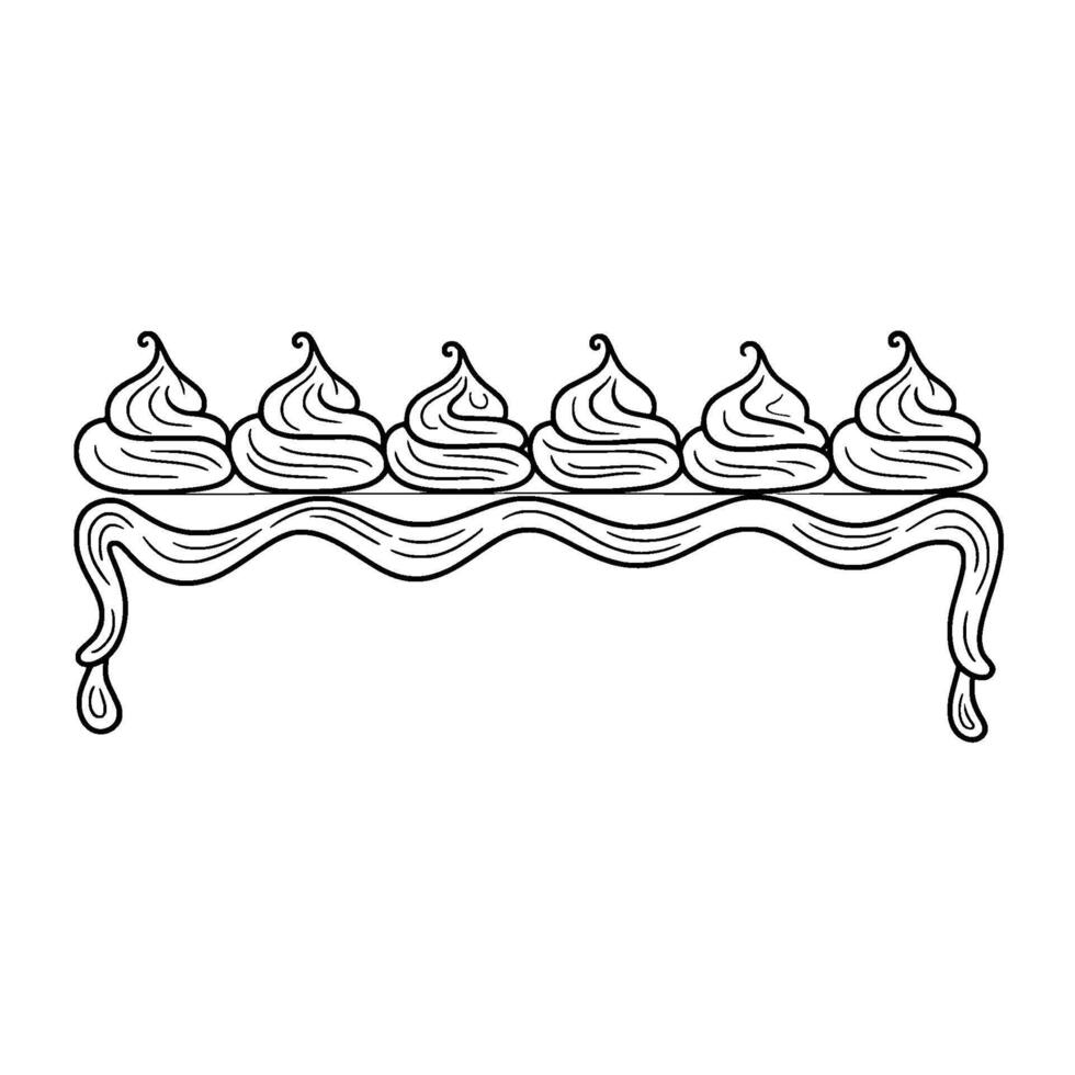 Whimsical Black and White Dessert Illustration Cupcakes with Icing. vector