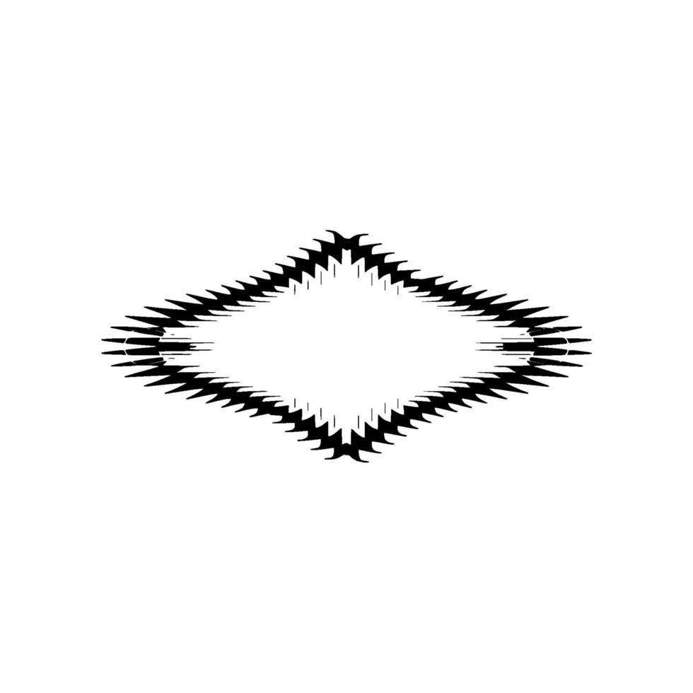 Geometric Abstract Black and White Spiked Diamond Frame on White. vector