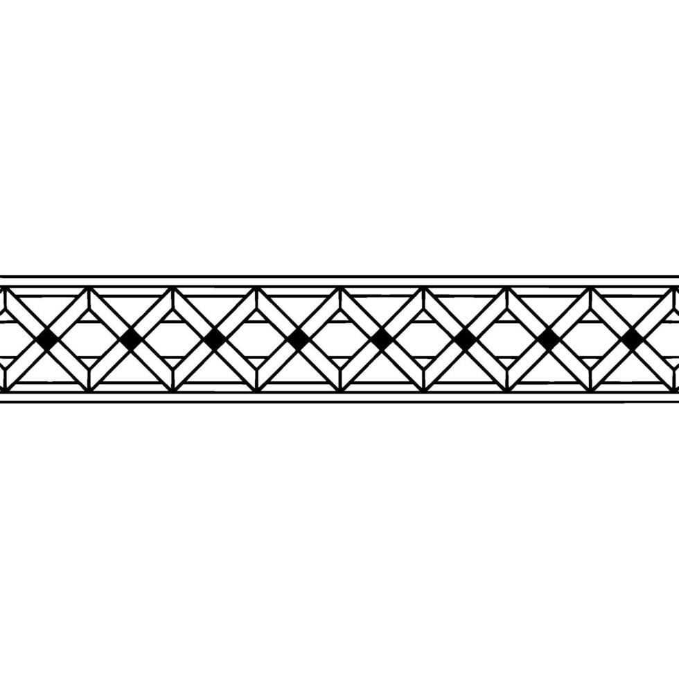 Geometric Art Deco Border Pattern on White Background. vector