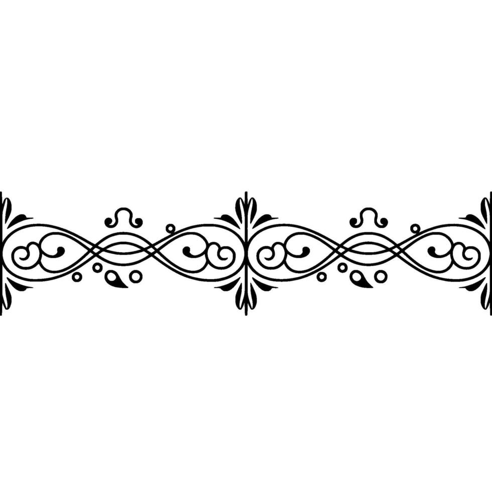 Elegant Black Scrollwork Border on White, Illustration. vector