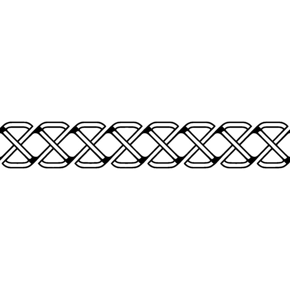 Intertwined Geometric Border , Black White, Abstract Pattern. vector