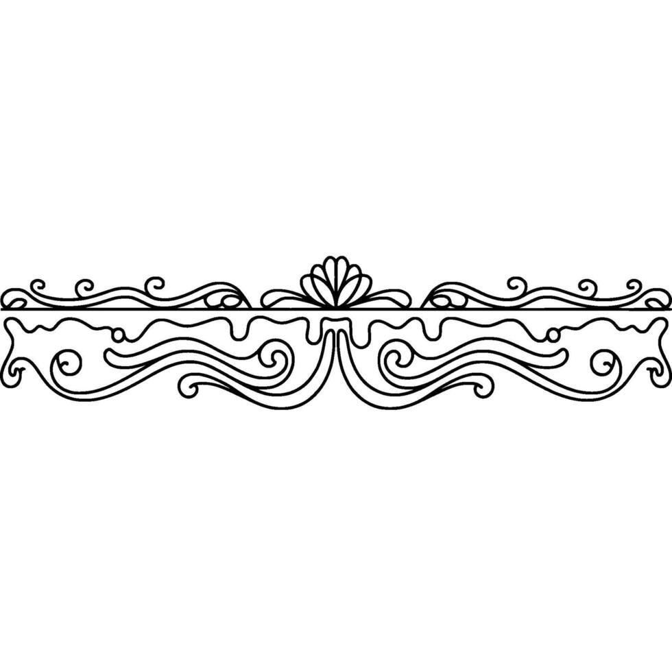 Elegant Black Line Art Border Ornament on White Background. vector