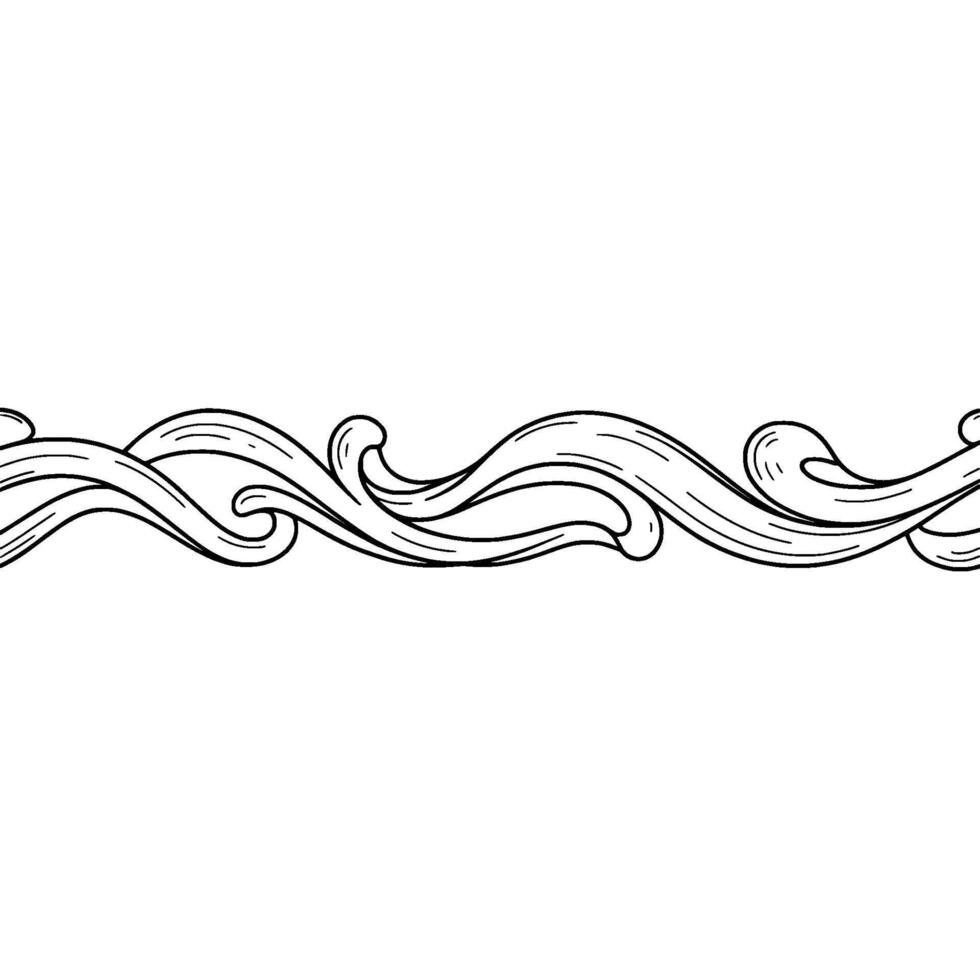 Elegant Black Wave Pattern on Cream Background. vector