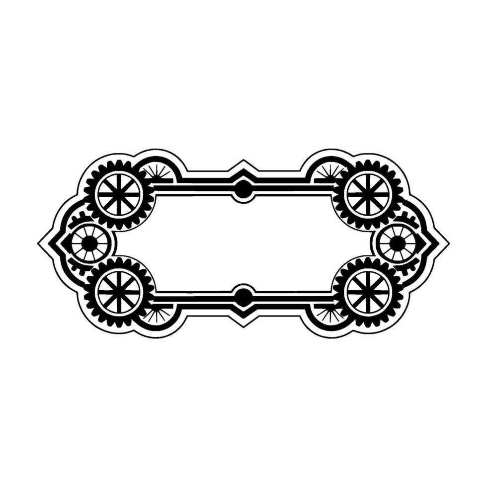 Geometric Steampunk Frame Black and White Decorative Element. vector