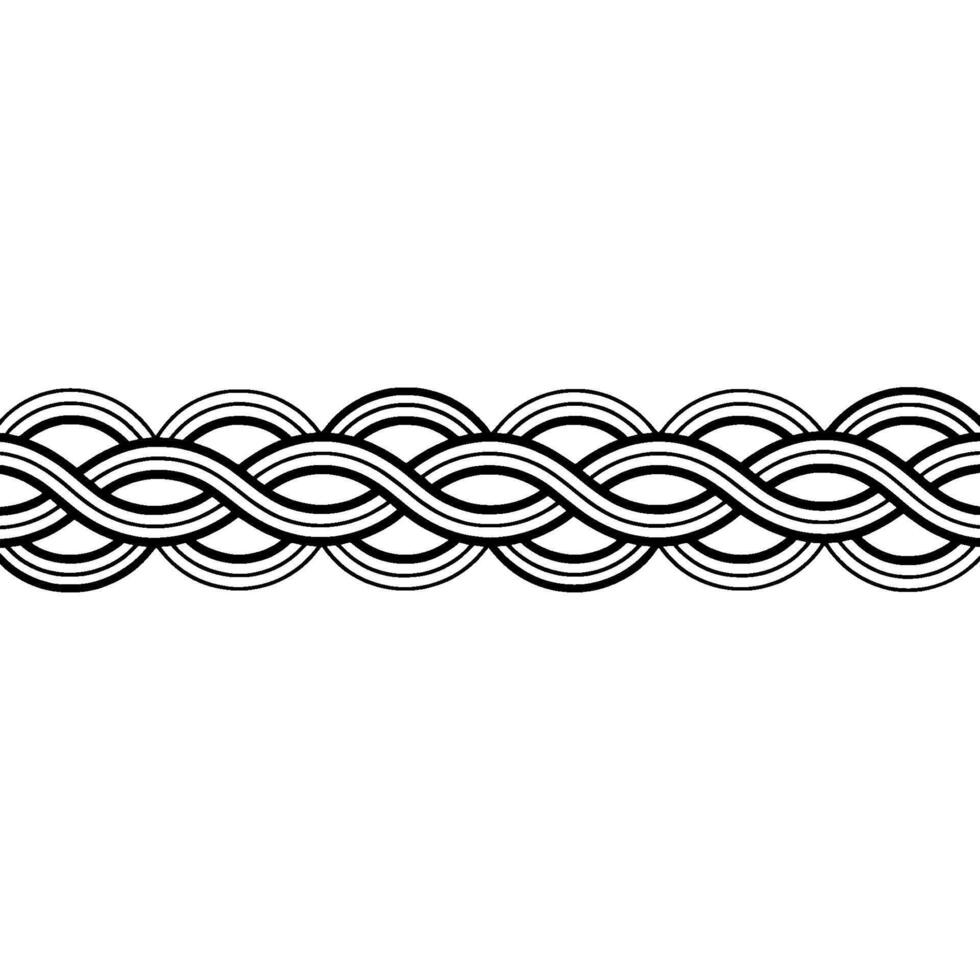 Abstract Woven Pattern Border in Black White, Minimalist. vector