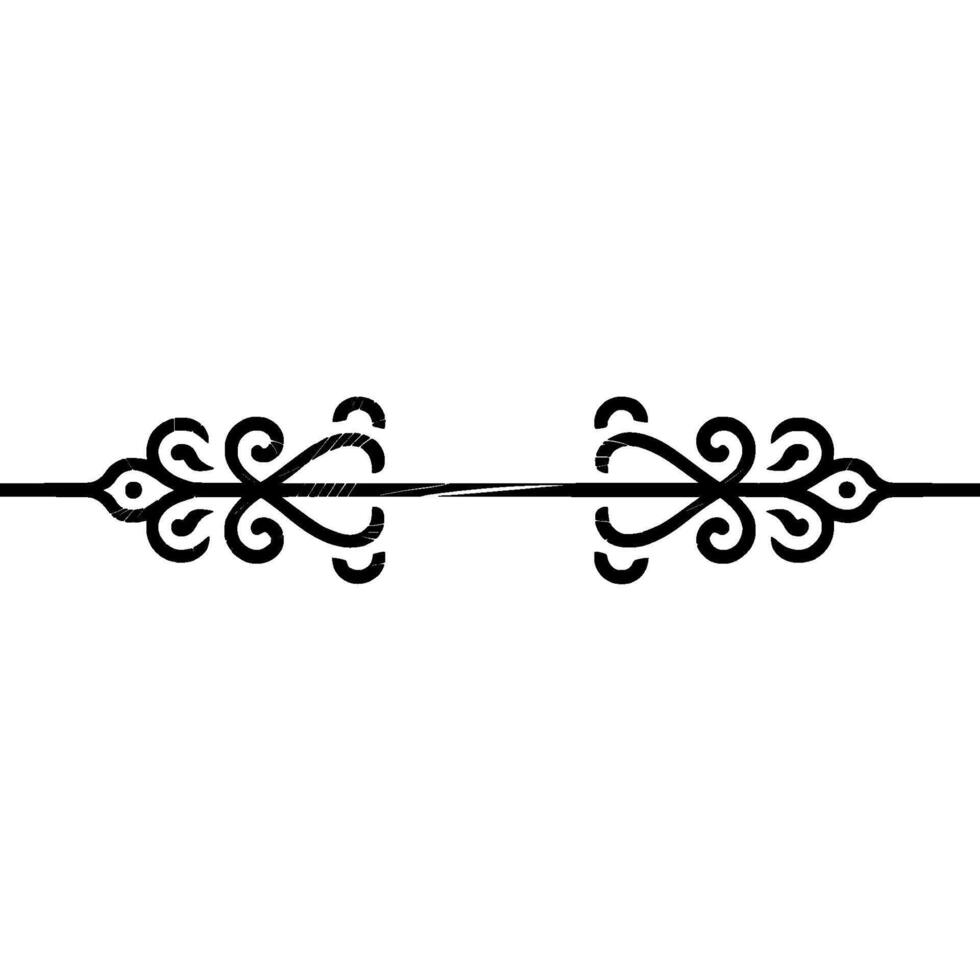 Elegant Black Line Divider with Ornate Swirls, Minimalist. vector