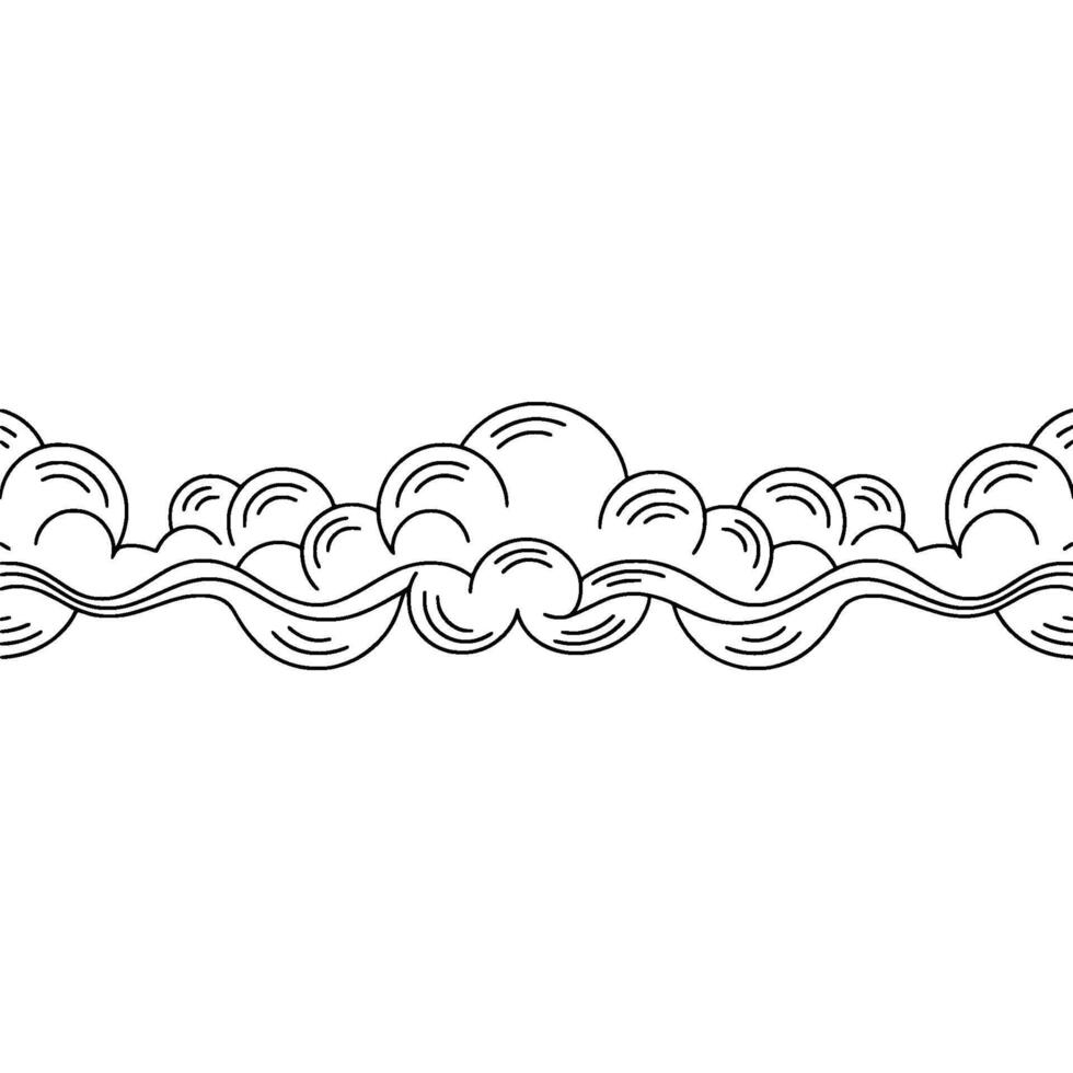 Elegant Minimalist Cloud Border Line Art on Gradient Background. vector