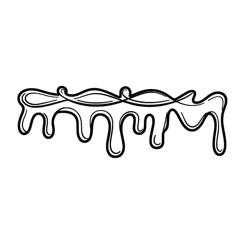 Drip Illustration Black Outline, Abstract , White Background. vector