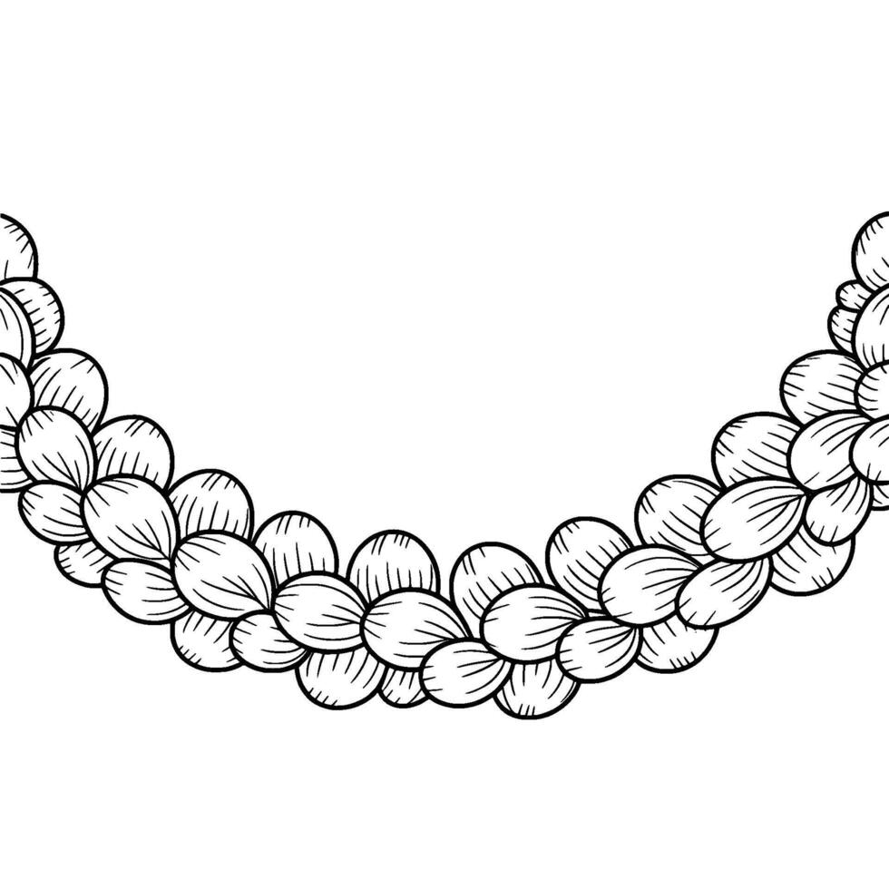 Abstract Line Art Braided Petal on White Background. vector