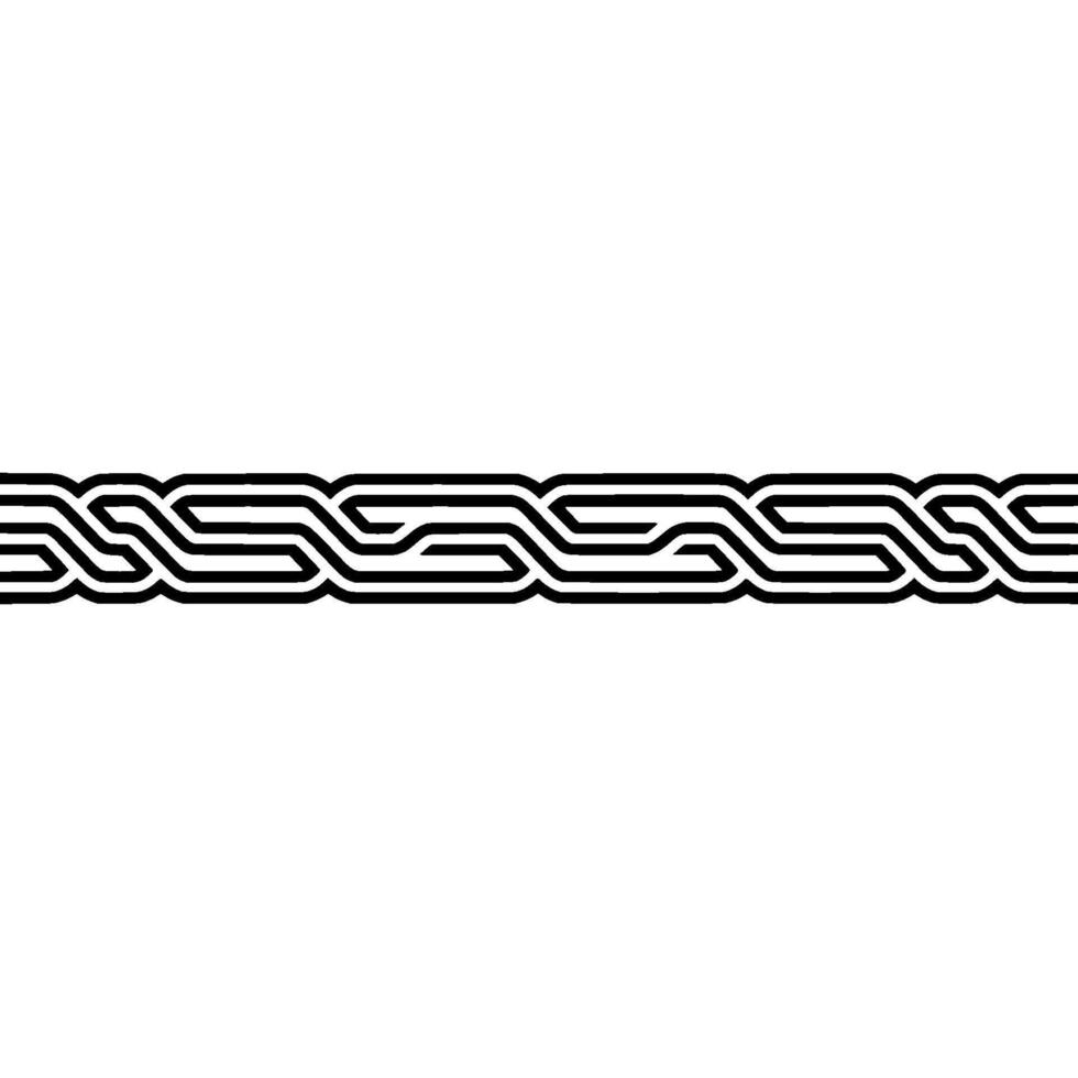 Braided Geometric Pattern Black Lines on White Background. vector