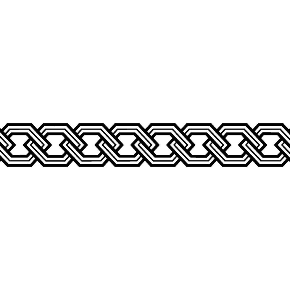 Geometric Interlocking Chain Border, Black and White, Modern. vector