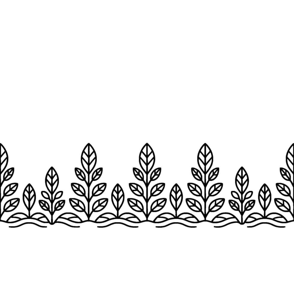 Minimalist Leaf Border Elegant Line Art on White Background. vector
