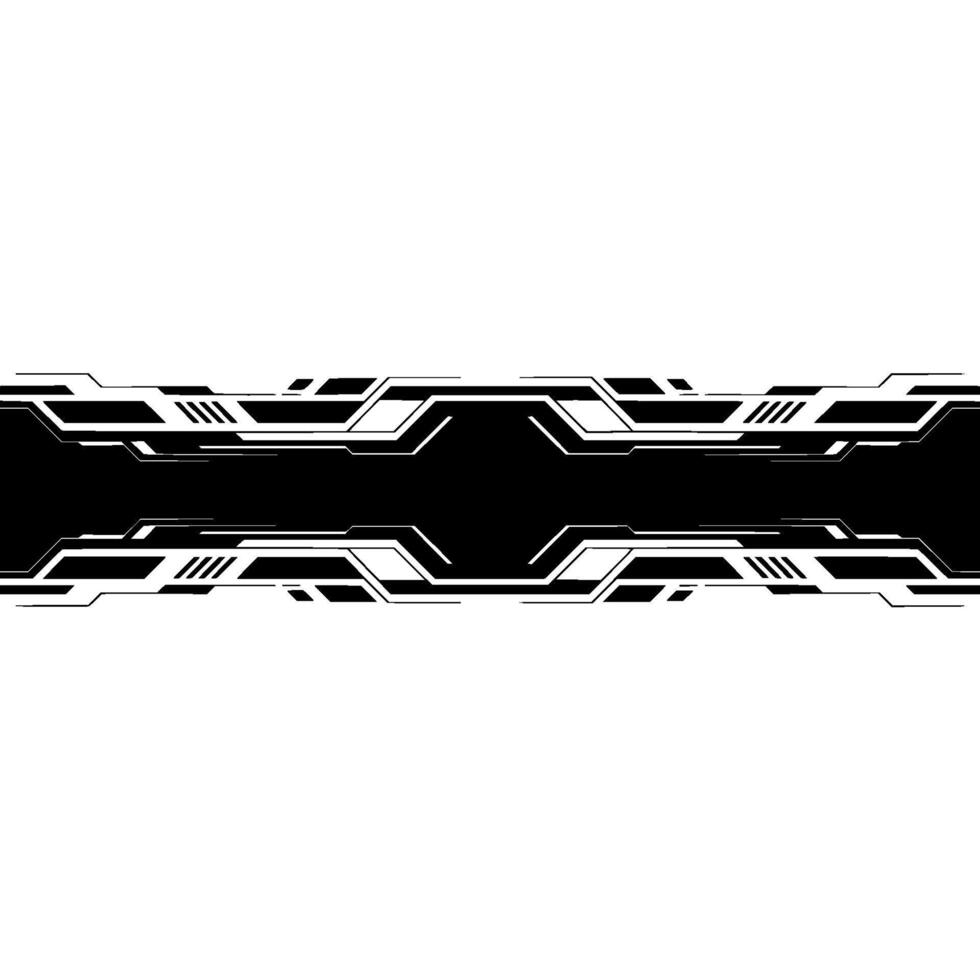 Abstract Tech Banner Geometric Line Art on Black and White. vector