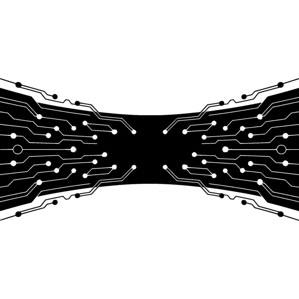 Abstract Tech Circuit Board , Black and White, Digital Background. vector