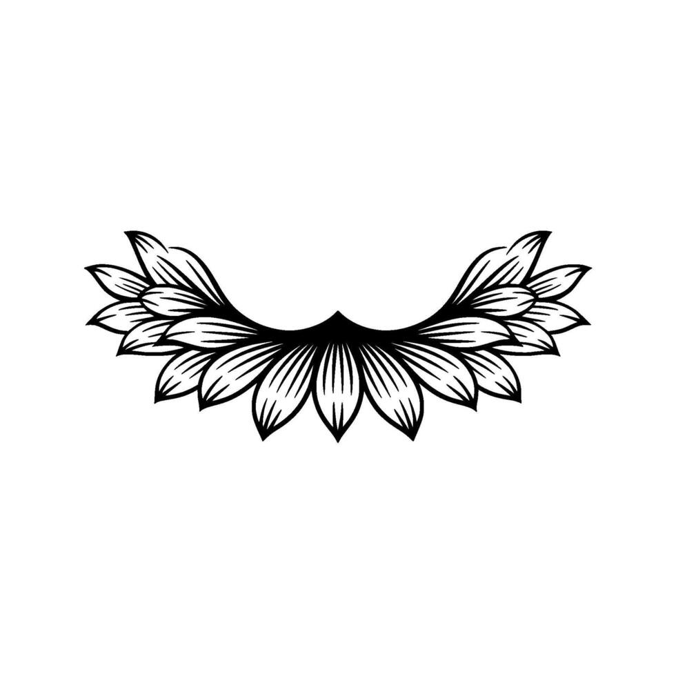 Elegant Floral Motif, Black White, Border, Decorative Element. vector