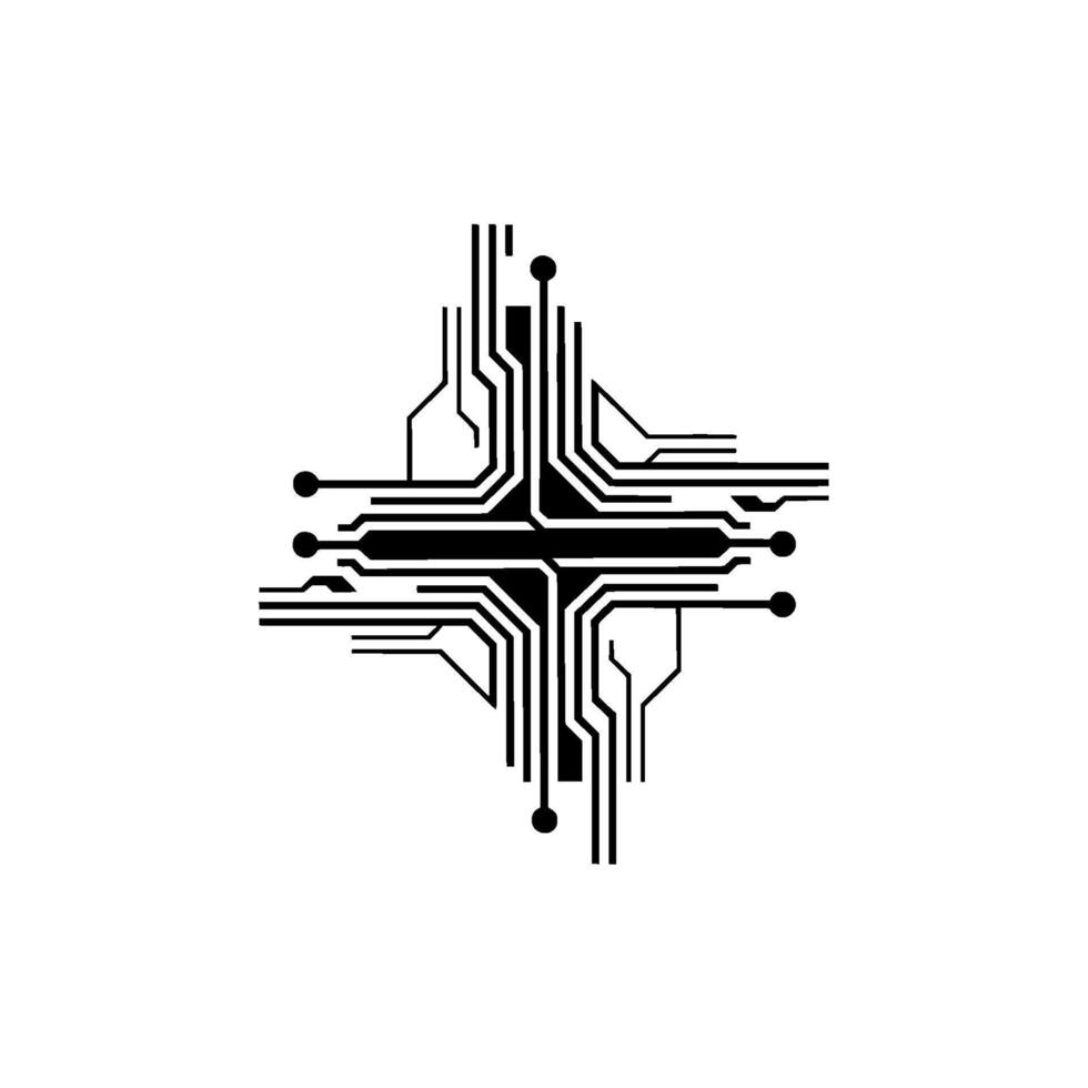 Abstract Circuit Board Monochrome Tech. vector