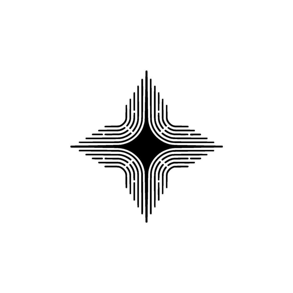 Abstract Geometric Starburst , Minimalist Black and White. vector