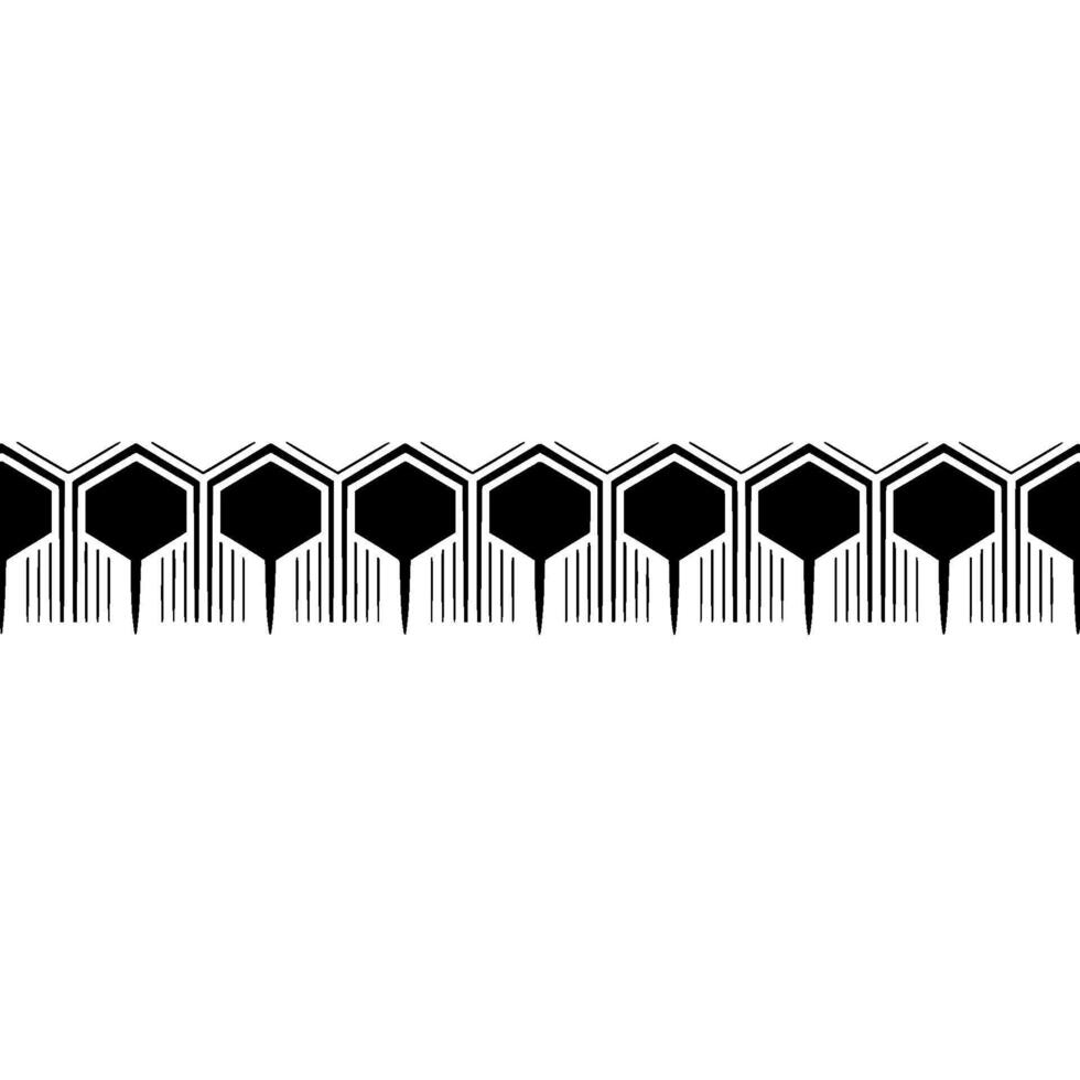 Geometric Black and White Hexagon Border. vector