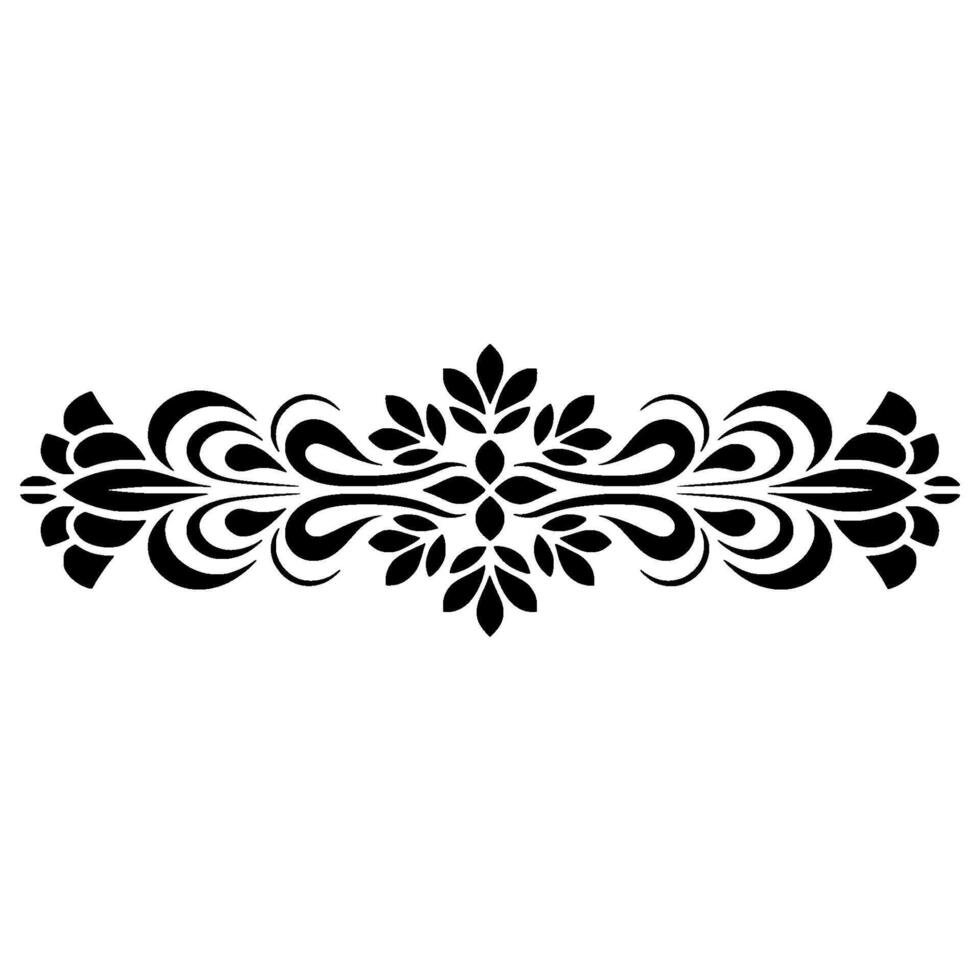 Black Ornamental Scroll Floral Element on White Background. vector