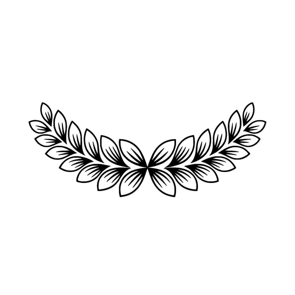 Elegant Laurel Wreath Illustration Black and White, Clean. vector