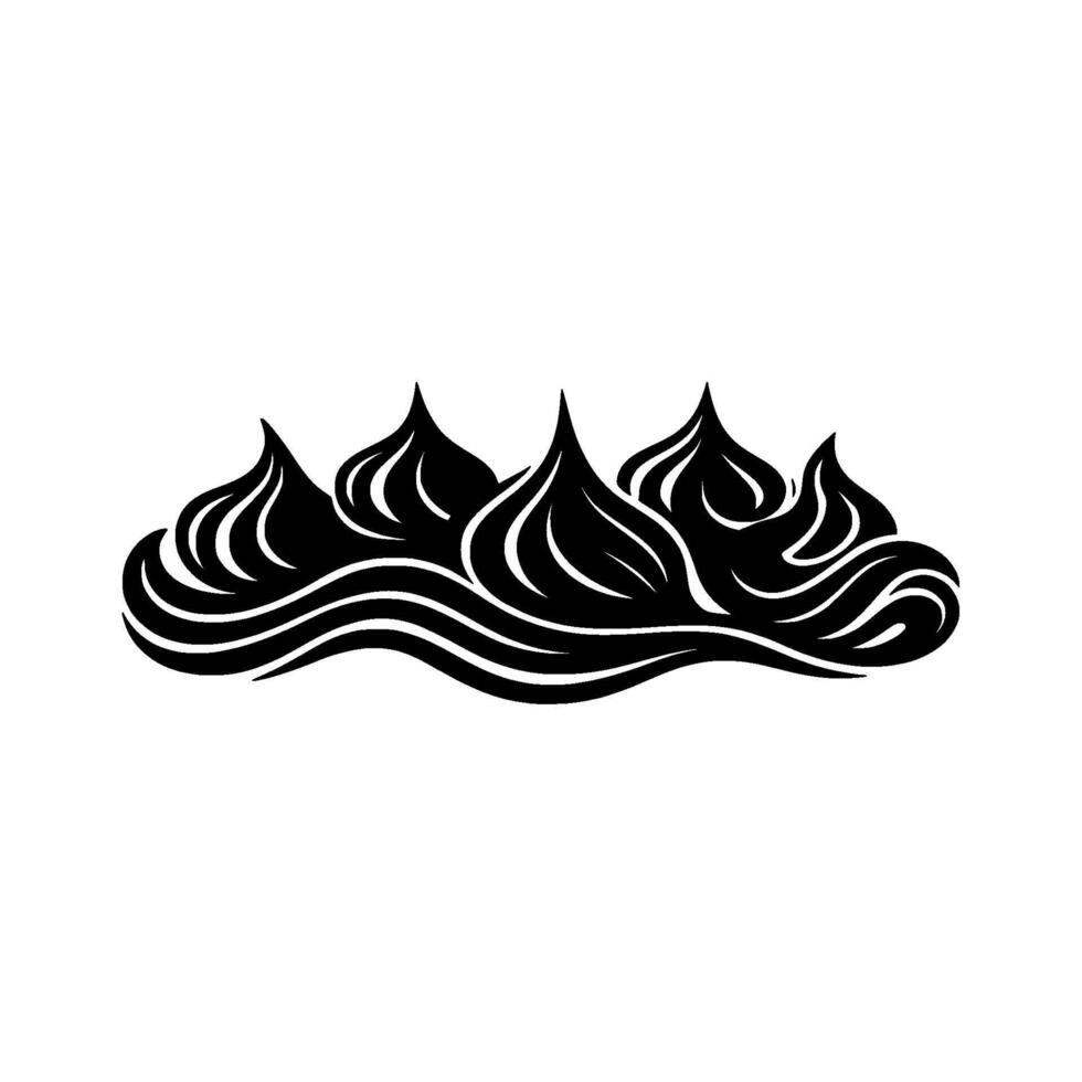 Abstract Black Swirls and Spikes on White Background. vector