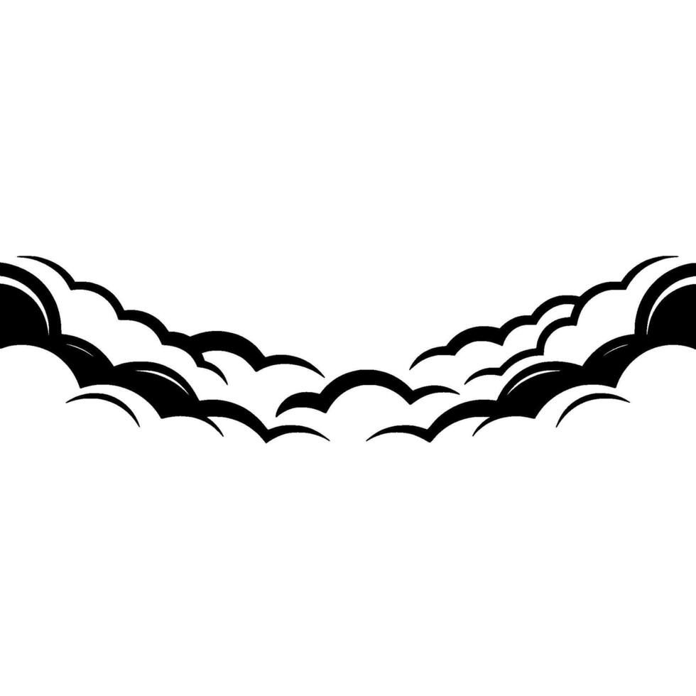 Abstract Black Cloud Border on White Background. vector