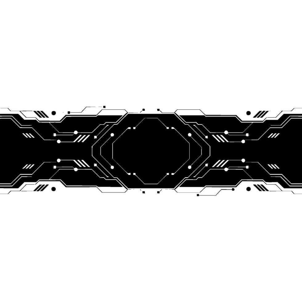 Futuristic Tech Background, Black White Circuit Board. vector