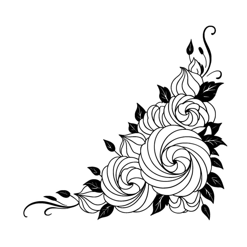Elegant Black and White Floral Corner. vector