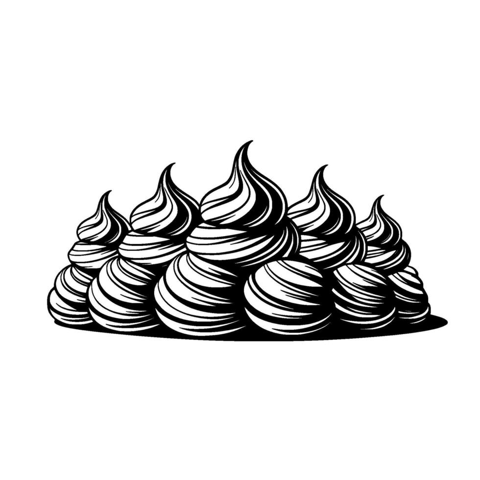 Abstract Cream Dessert Art, Black and White Swirls. vector