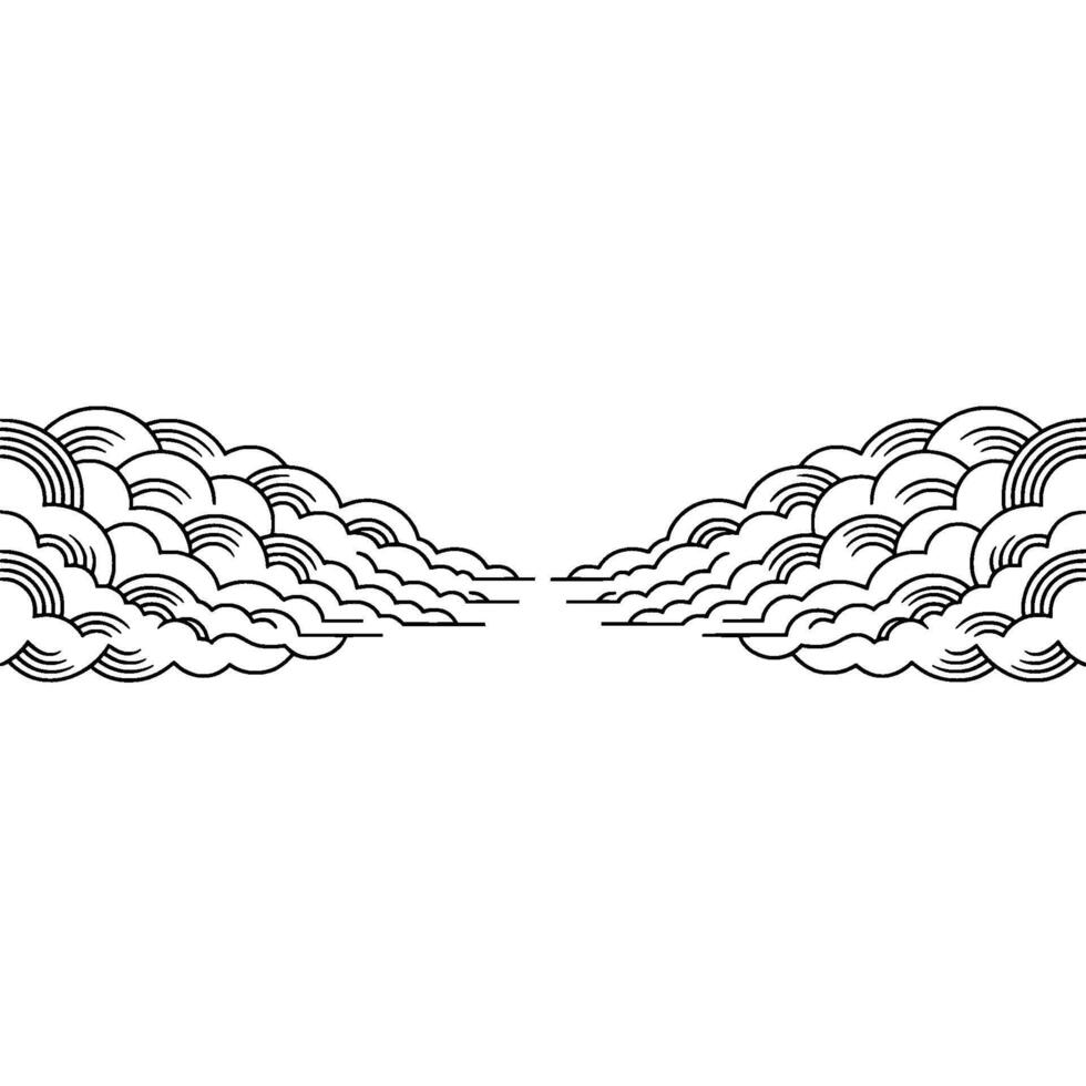 Minimalist Cloudscape Black and White. vector