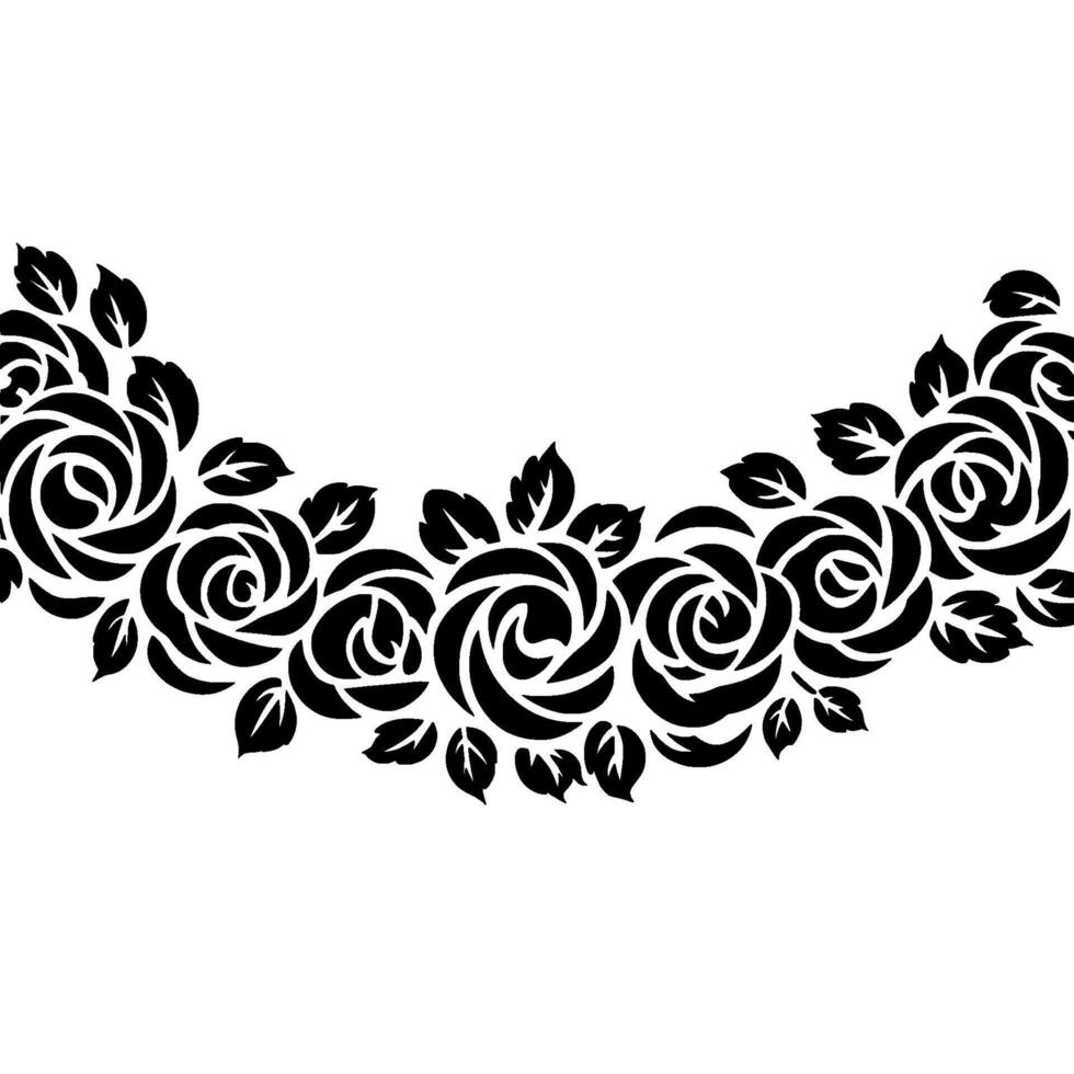 Elegant Black Rose Border on Cream Background. vector