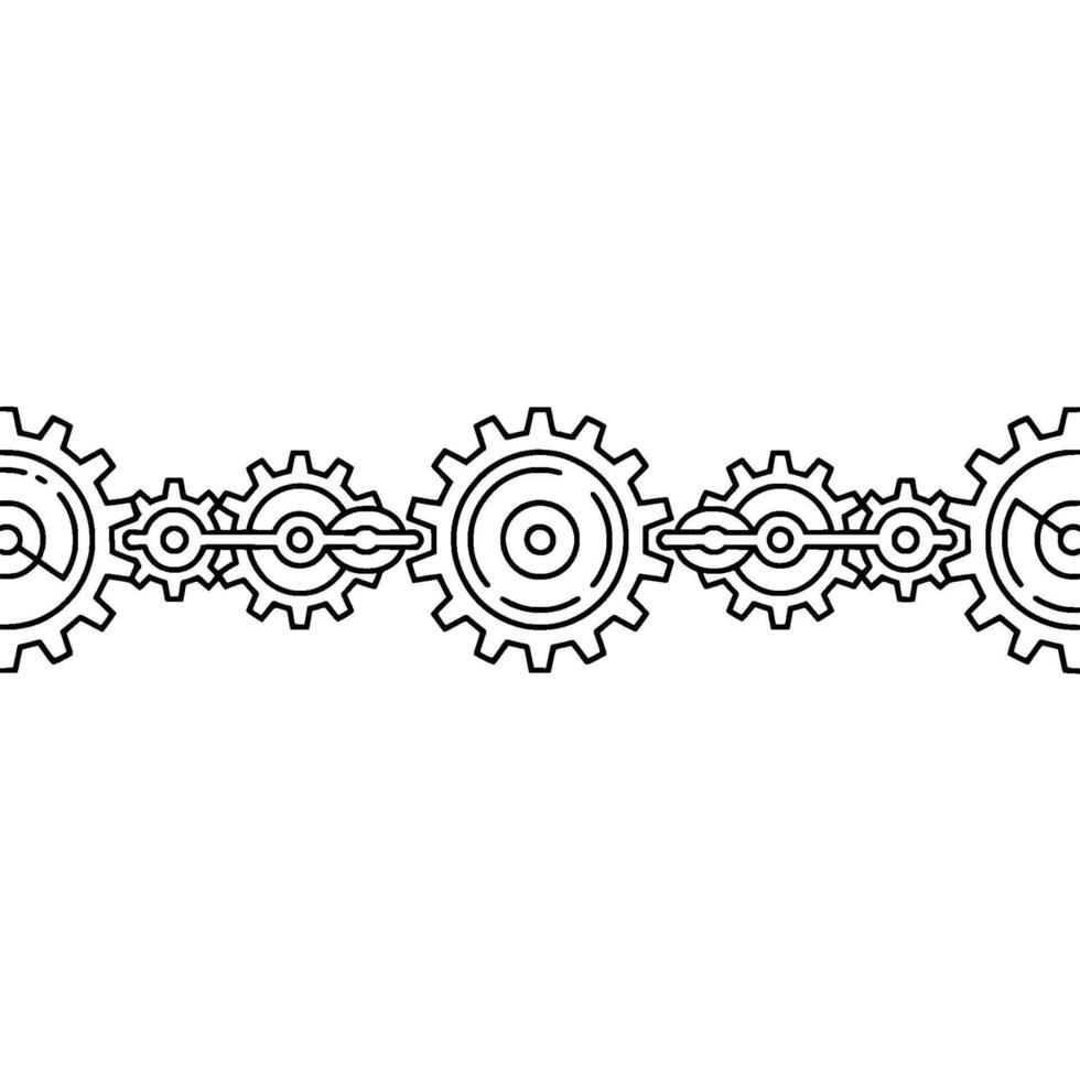 Interlocking Gears Minimalist Black Line Art on White Background. vector
