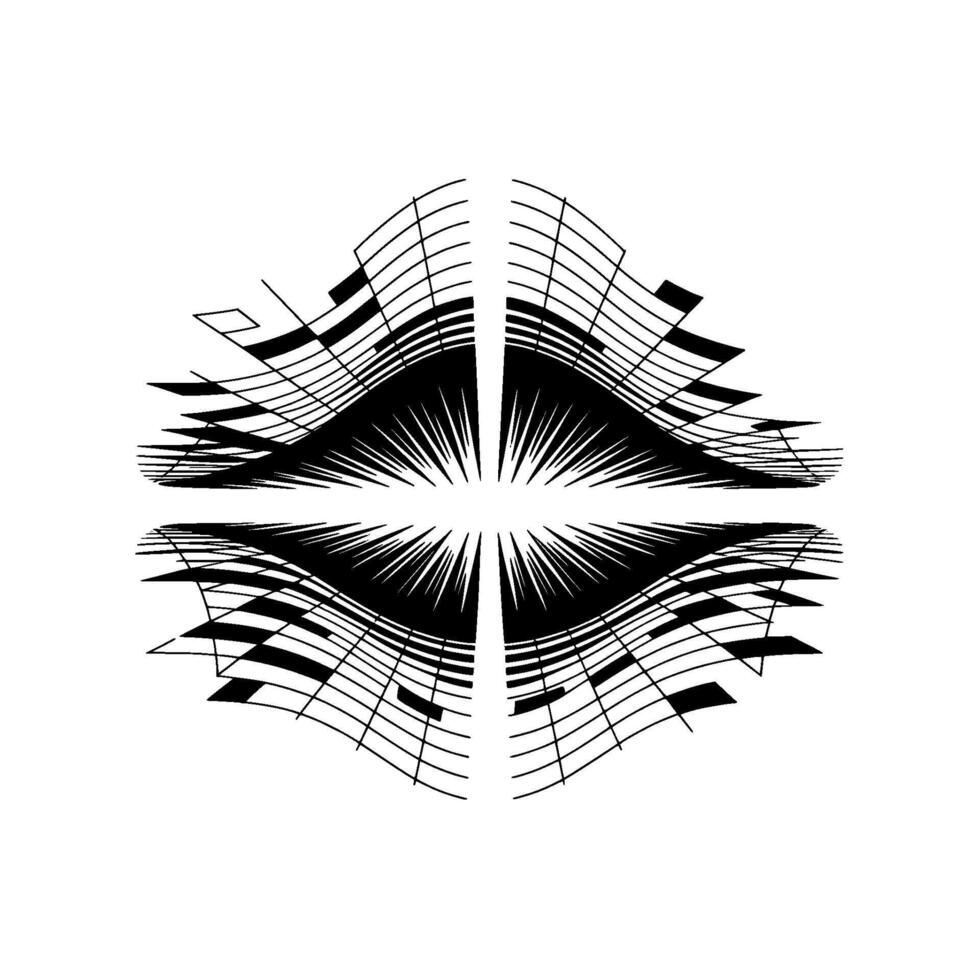 Abstract Geometric Eyelike Composition in Black and White. vector