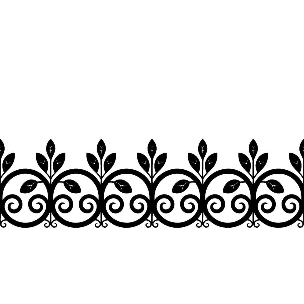 Elegant Floral Border in Black on Cream Decorative. vector