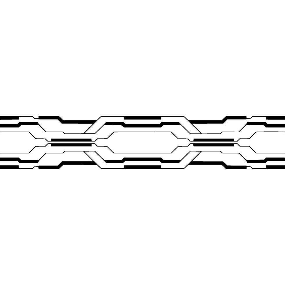 Techy Border Black Lines on White Background, Minimalist Style. vector