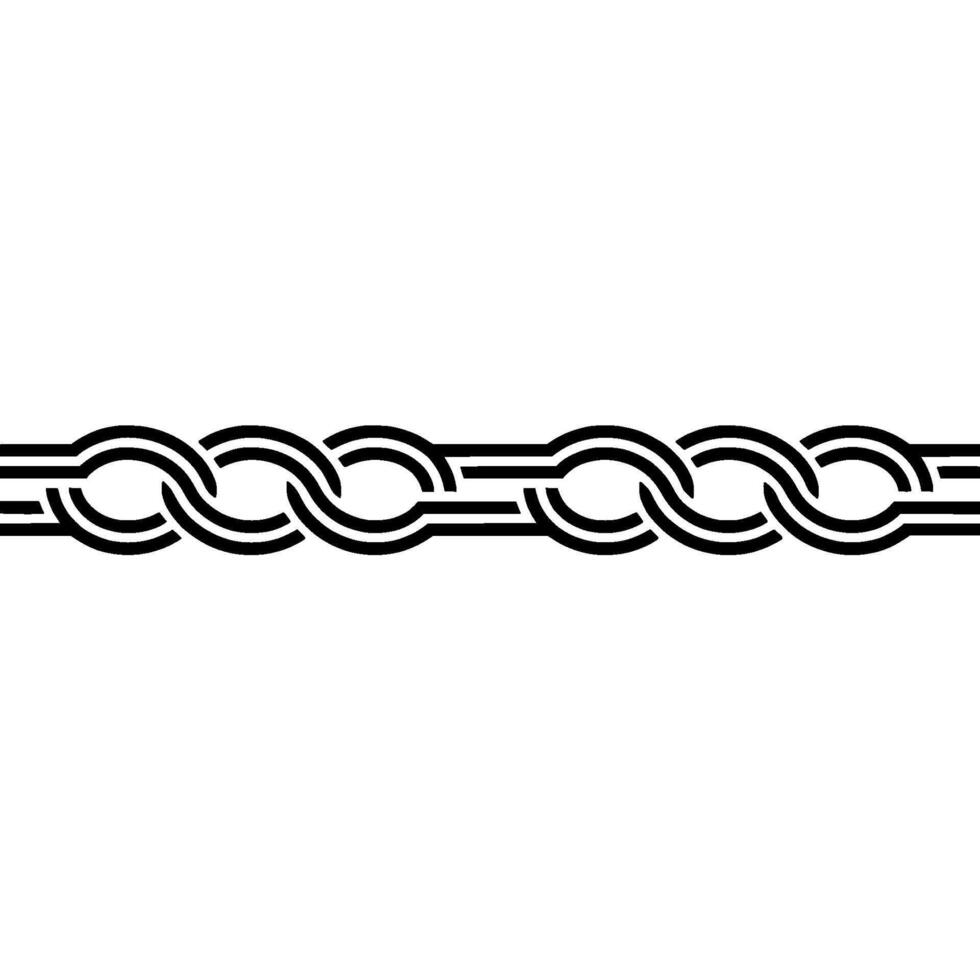 Geometric Line Art Border Interlocking Loops in Black and White. vector