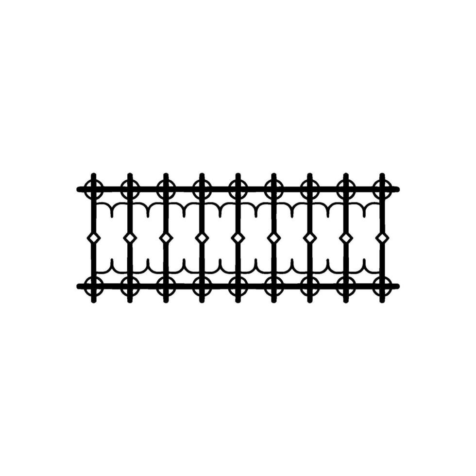 Elegant Wrought Iron Fence Silhouette on Gradated Background. vector