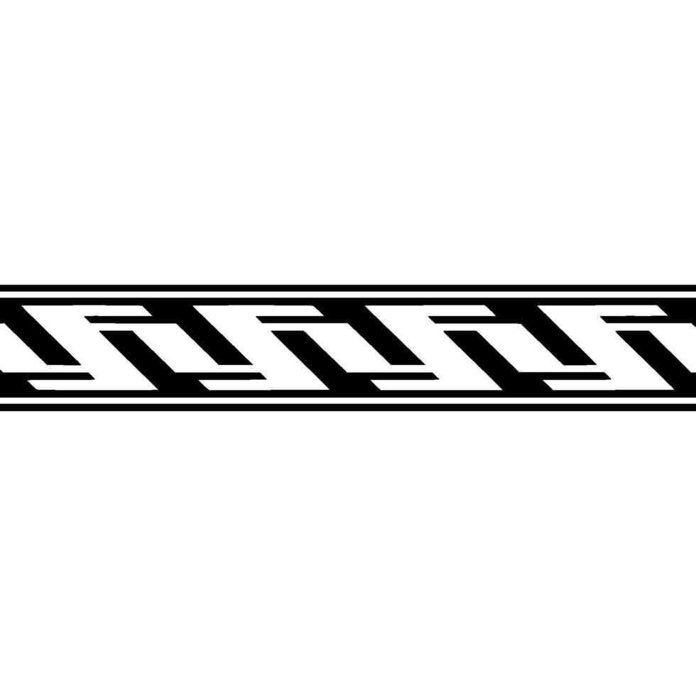 Geometric Black and White Greek Key Border, Minimalist. vector