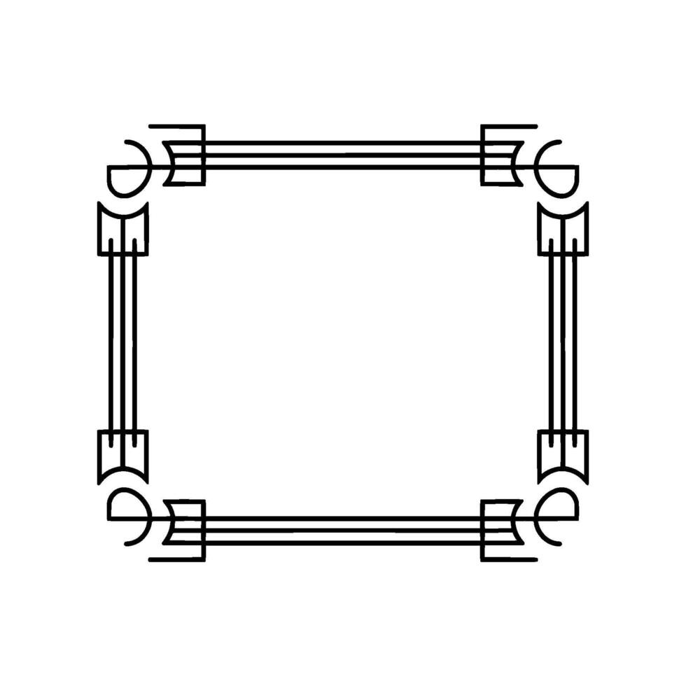Elegant Art Deco Frame with Clean Lines on White Background. vector