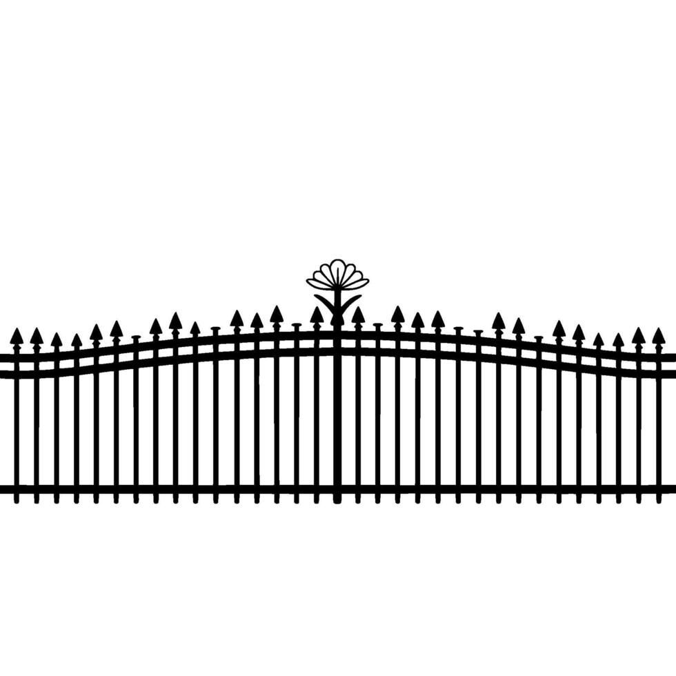 Decorative Wrought Iron Fence Silhouette, Minimalist , Isolated. vector