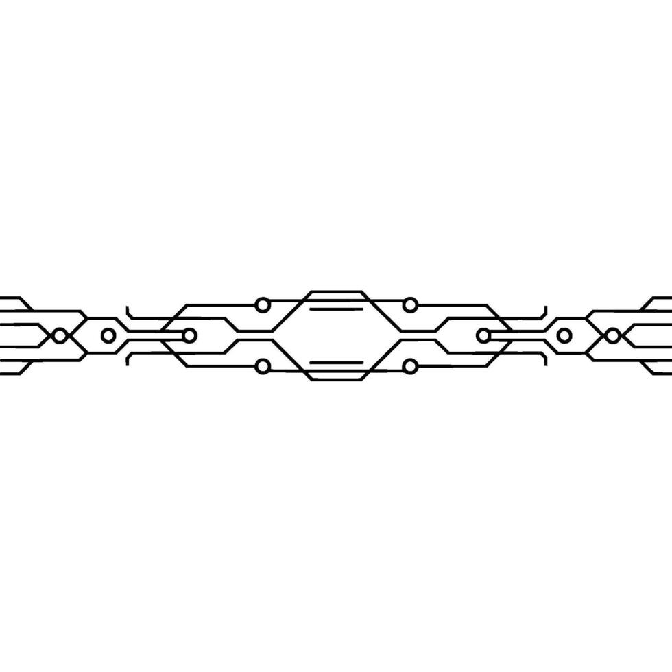 Abstract Circuitry Border in Black and White. vector