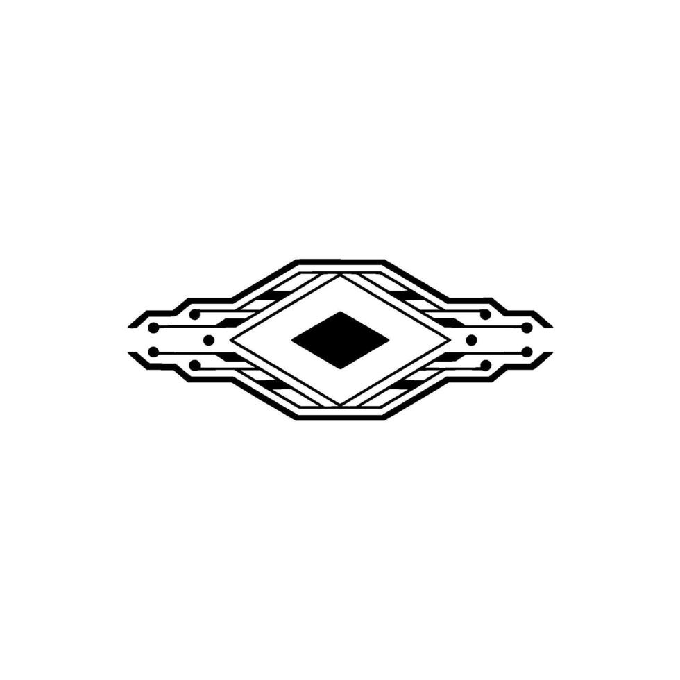 Geometric Tech Black White Circuitry Element. vector