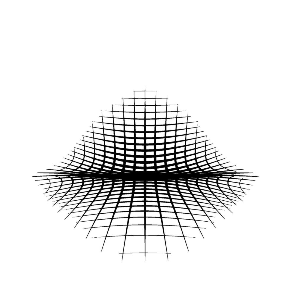 Distorted Grid Abstract Black Lines on White, Modern Element. vector