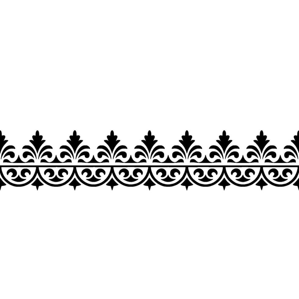 Elegant Black Floral Border on Beige Element. vector