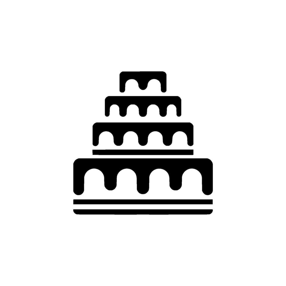 Black and White Tiered Cake , Minimalist. vector