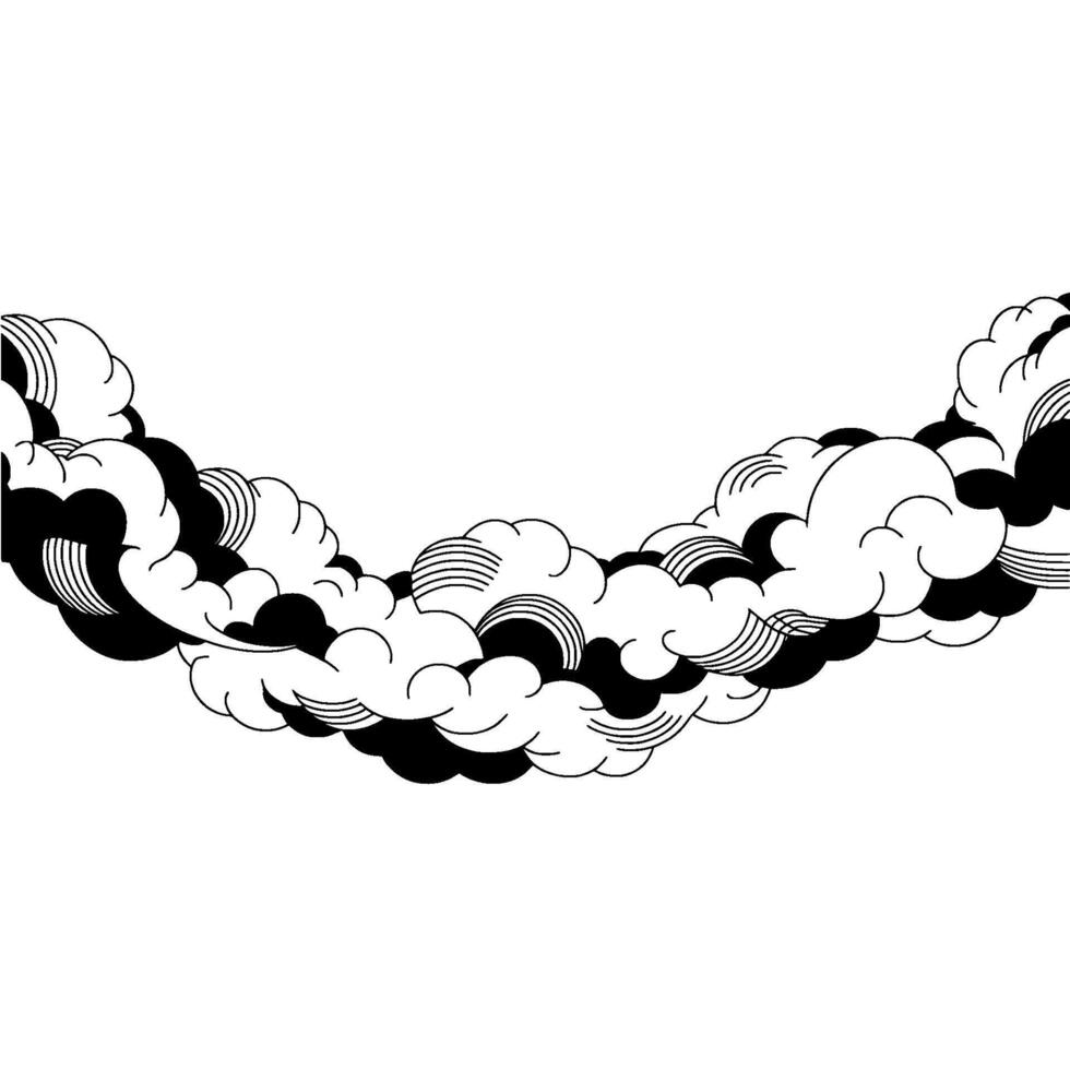 Black White Cloud Motif Minimalist. vector